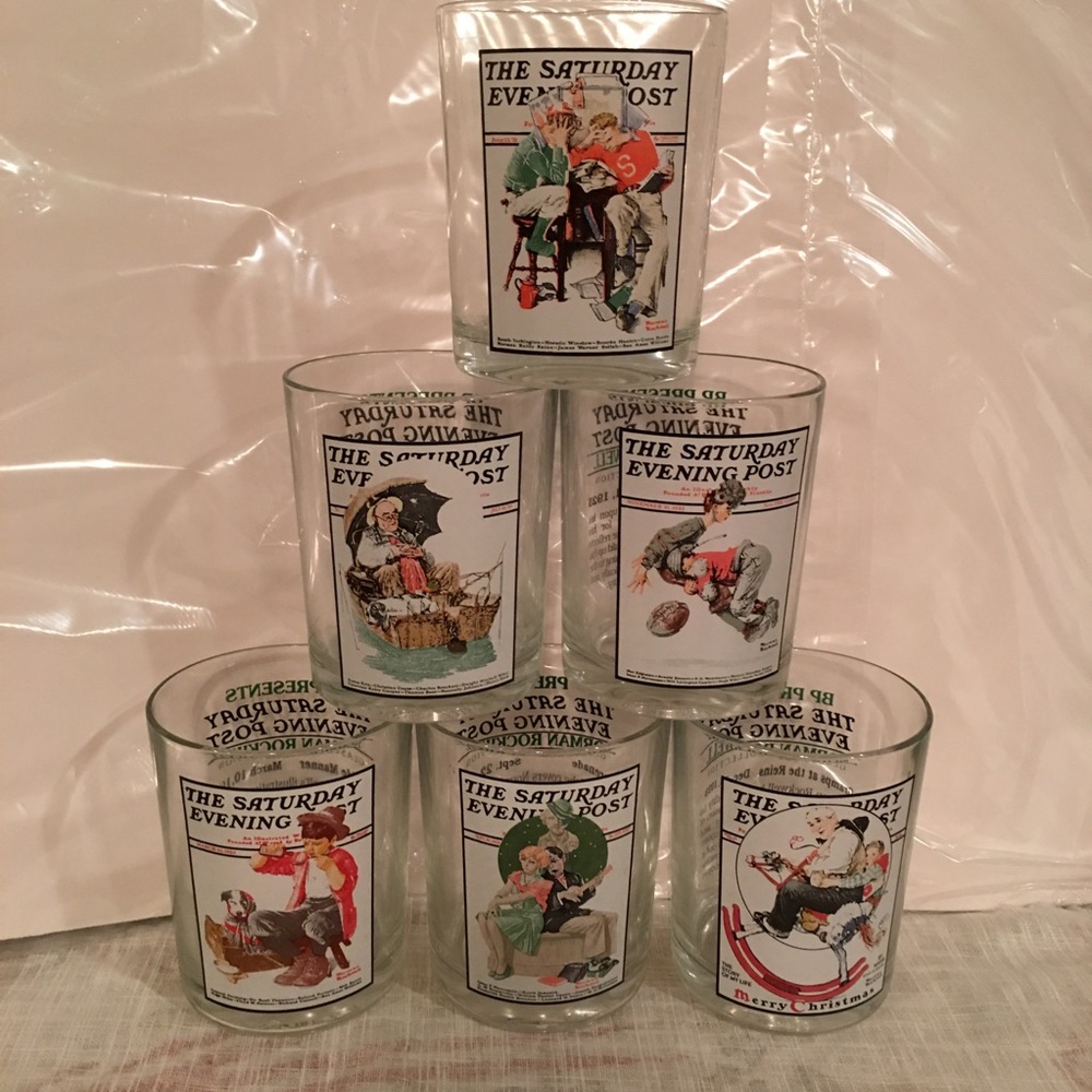 BP vintage Norman Rockwell glass tumblers.